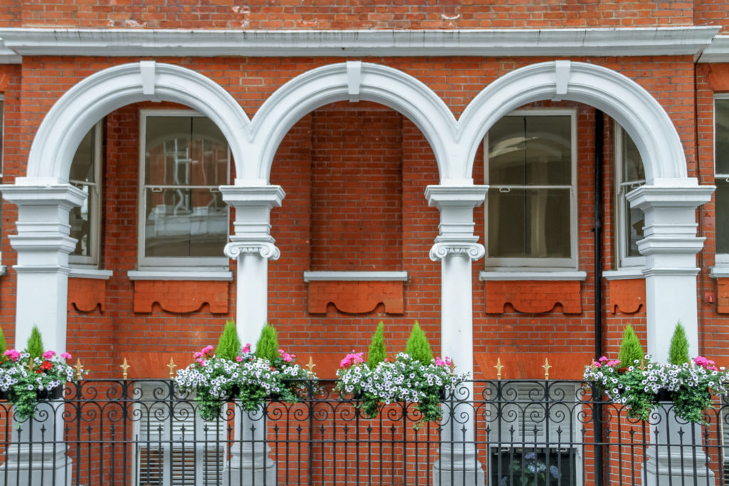 Flower boxes in London England